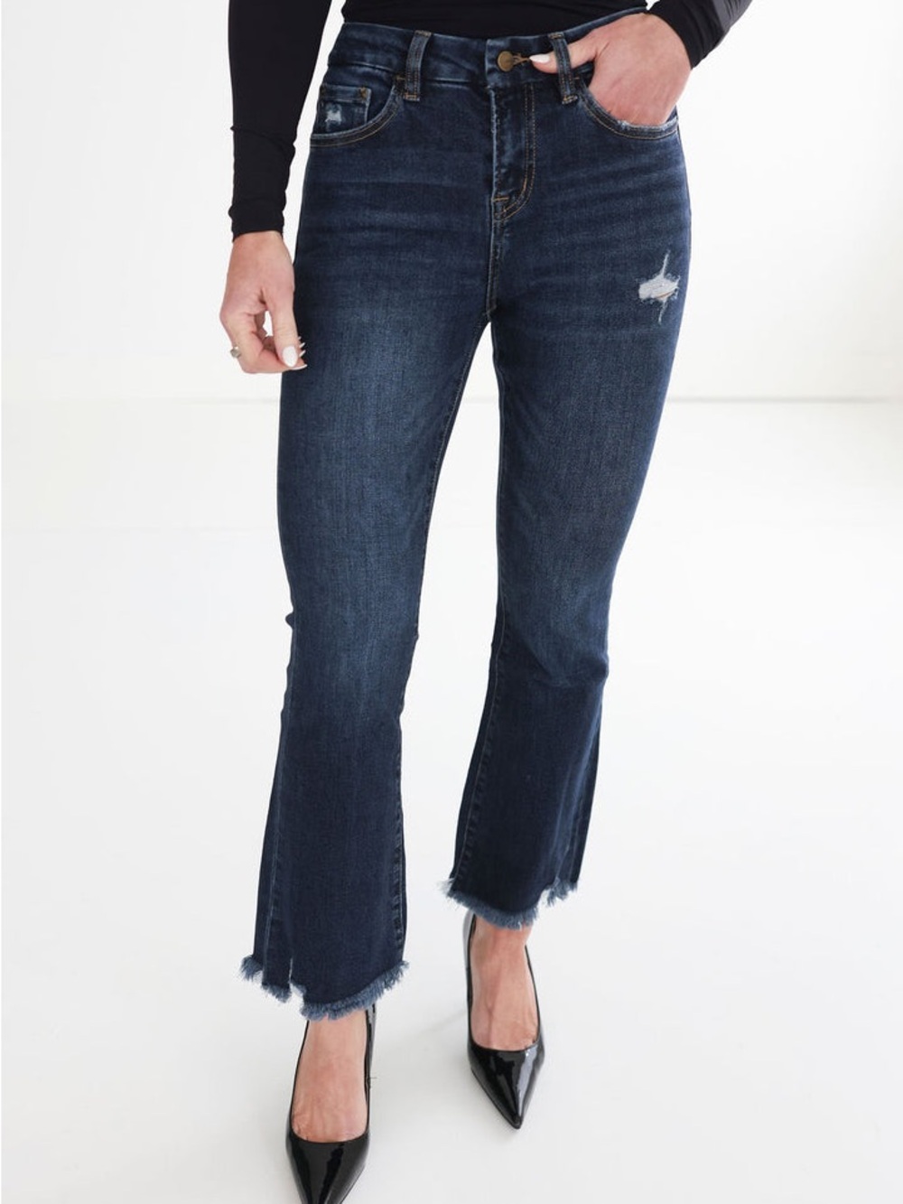 NWT Mica Cropped Flare Dark Blue Women's High-Rise Crop Flare Jeans